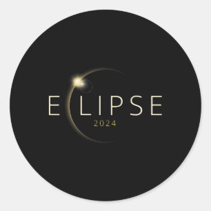 Sticker Rond Éclipse solaire 2024 Éclipse solaire totale 4.08.2