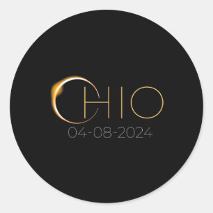 Sticker Rond Éclipse solaire 2024 État Ohio Total Éclipse solai
