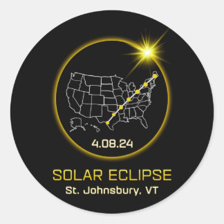Sticker Rond Éclipse solaire 2024 St Johnsbury Vt Vermont