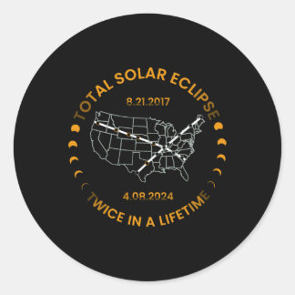 Sticker Rond Éclipse Solaire Deux Fois Au Cours De La Vie 2024 