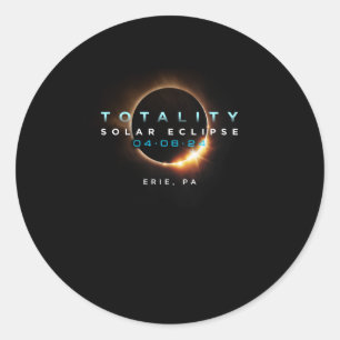 Sticker Rond Éclipse solaire officielle 2024 Erie Pa Totalité 0