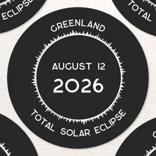 Sticker Rond Éclipse solaire totale 2026 Groenland