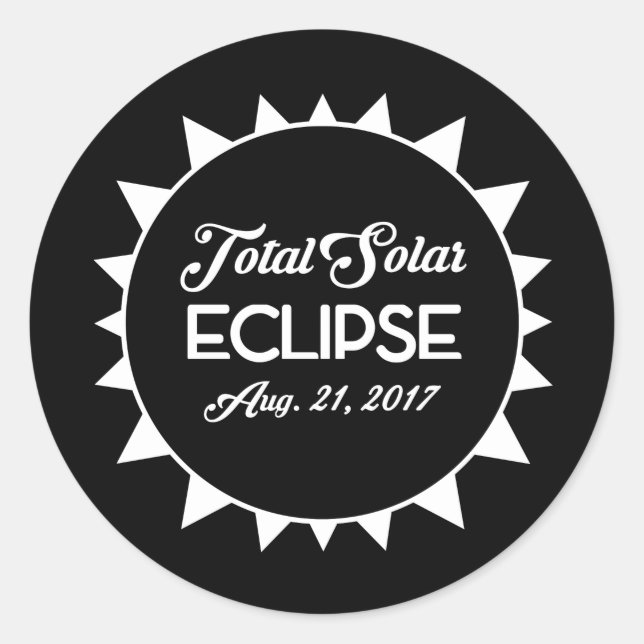 Sticker Rond Éclipse solaire totale 21 août 2017 Noir et blanc (Devant)