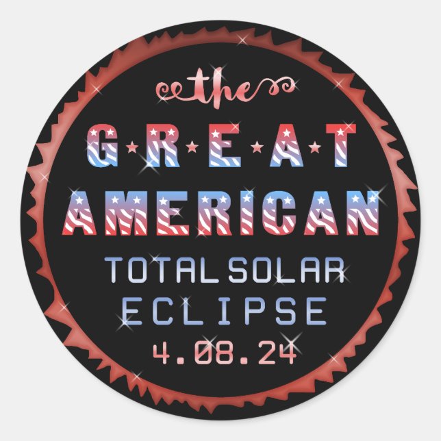 Sticker Rond Éclipse solaire totale des États-Unis 8 avril 2024 (Devant)