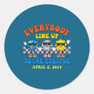 Sticker Rond Éclipse totale de Soleil Terre Lune Soleil