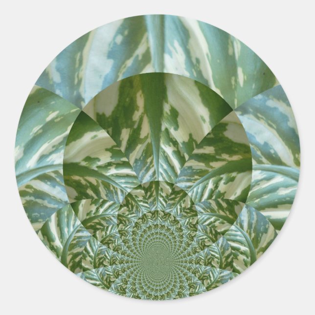 Sticker Rond Eco Green Camo Kaleidoscope Art Design d'impressio (Devant)