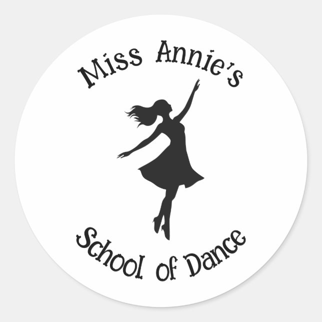Sticker Rond École de danse danseur Silhouette personnalisable (Devant)