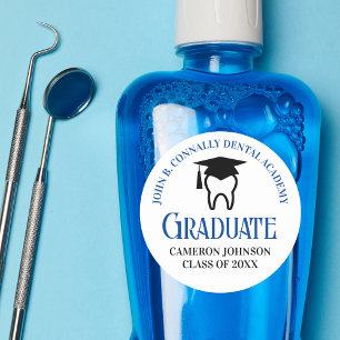 Sticker Rond École de dentisterie bleue Fête de remise des dipl