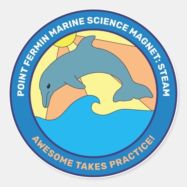Sticker Rond École élémentaire de Point Fermin Motto Dolphin (Devant)