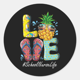 Sticker Rond École infirmière Bonjour été heureux Dernier jour