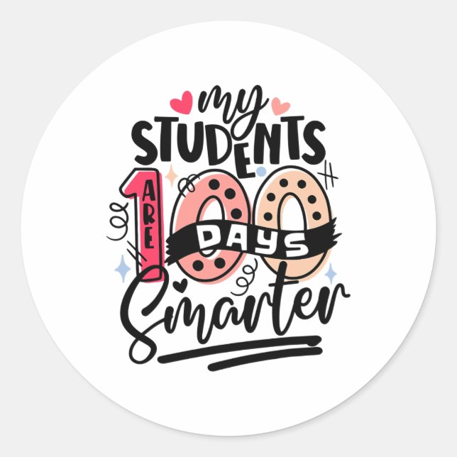 Sticker Rond École Mes étudiants sont 100 Jours Enseignant inte (Devant)