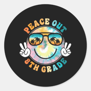 Sticker Rond École Peace Out 2024 Dernier Jour De L'École Somme