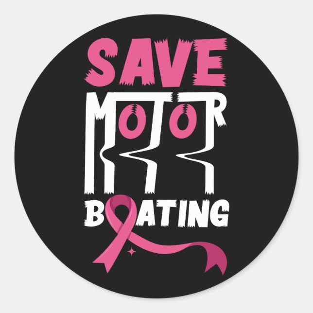Sticker Rond Économisez Moteur Bateau Funny Cerveau Sensibilisa (Devant)