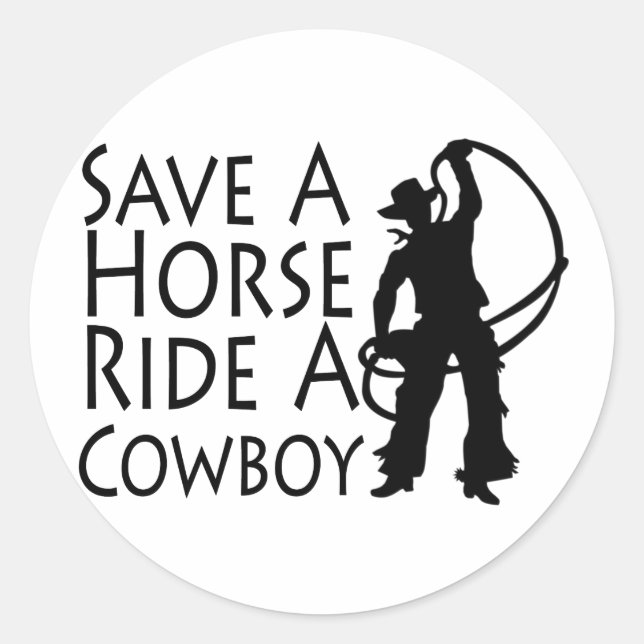 Sticker Rond Économisez Une Promenade Cheval A Cowboy 2 (Devant)