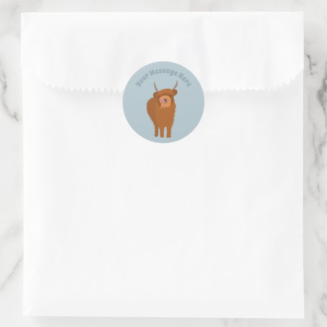 Sticker Rond Écossais Highland Cattle Cow Graphic Personnalisé (Sac)