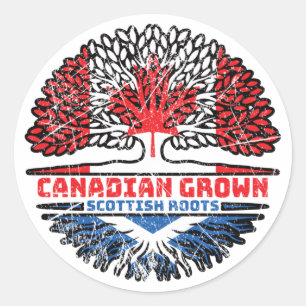 Sticker Rond Écosse Écosse Canadian Canada Tree Roots Flag