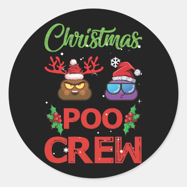 Sticker Rond Écran de Noël Poop de Noël Emoji (Devant)