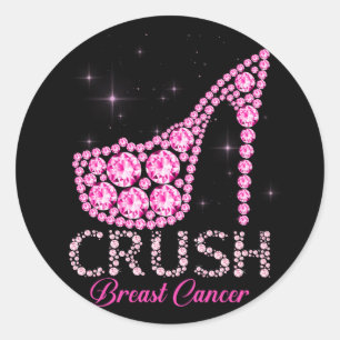 Sticker Rond Écraser le cancer du sein Sensibilisation Bling ro