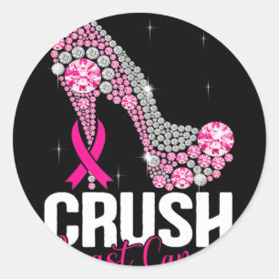 Sticker Rond Écraser le cancer du sein Sensibilisation Bling ro