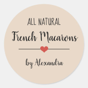 Sticker Rond Écriture beige de Macarons français