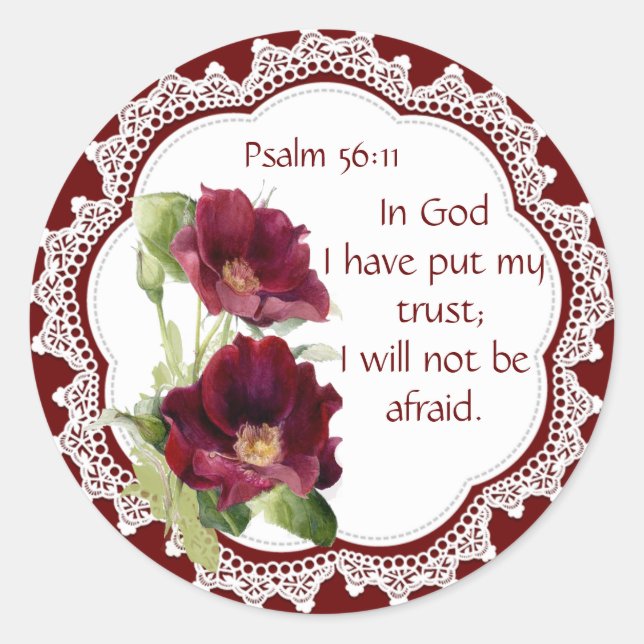 Sticker Rond Écriture biblique Psaume 56:11 Ne pas avoir peur C (Devant)