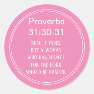 Sticker Rond Écriture biblique verse proverbes conférence rose