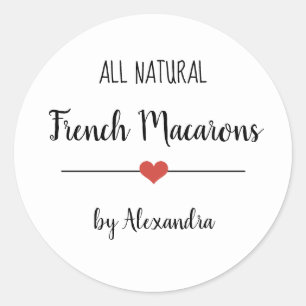 Sticker Rond Écriture blanche de Macarons français