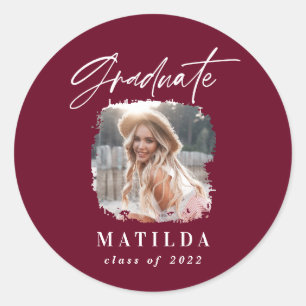 Sticker Rond Écriture bourguignonne moderne photo élégante g