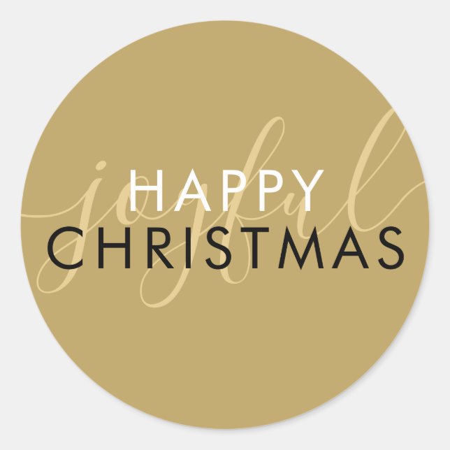 Sticker Rond Écriture chic moderne joyeuse Noël doré (Devant)