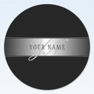 Sticker Rond Écriture de monogramme élégante et modifiable   No