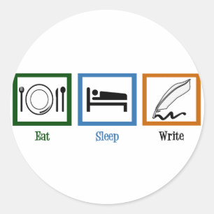 Sticker Rond Écriture du sommeil de l'alimentation