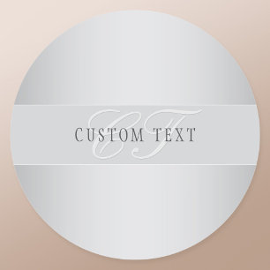 Sticker Rond Écriture élégante de monogramme modifiable Gris