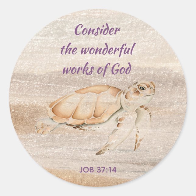 Sticker Rond Écriture Inspirante Citation de tortue de mer (Devant)