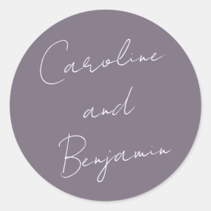 Sticker Rond Écriture manuscrite moderne Mariage Dusty Purple