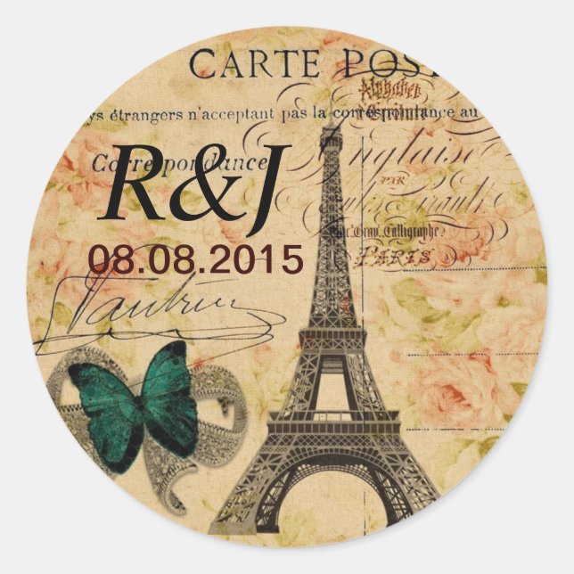 Sticker Rond écriture manuscrite Paris eiffel tower français pr (Devant)