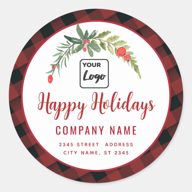 Sticker Rond Écriture moderne Happy Holidays logo rouge saint (Devant)
