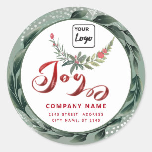 Sticker Rond Écriture moderne Joy rouge saint logo