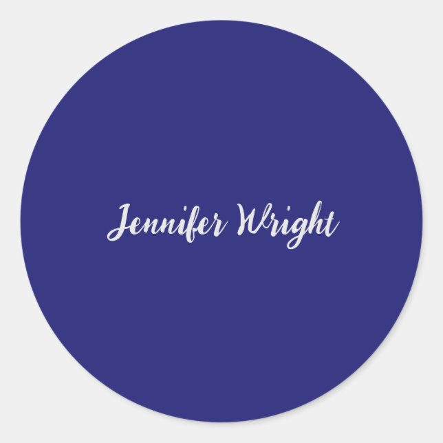 Sticker Rond Écriture professionnelle minimaliste bleue (Devant)