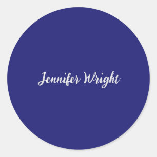 Sticker Rond Écriture professionnelle minimaliste bleue