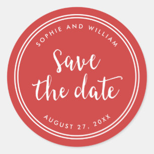 Sticker Rond Écriture rouge et bandes blanches Sauvegarder la d