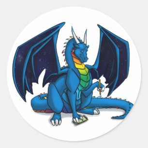 Sticker Rond Écrivain de dragon