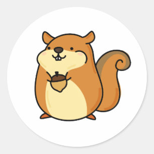Sticker Rond Écureuil de Cute Kawaii