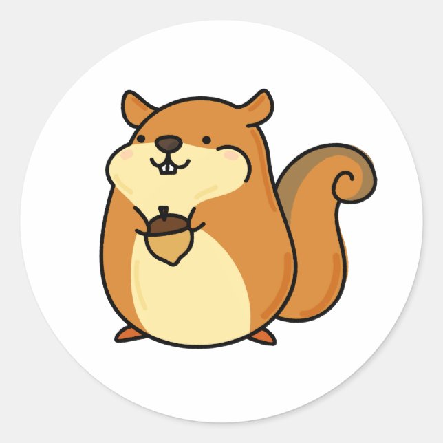Sticker Rond Écureuil de Cute Kawaii (Devant)