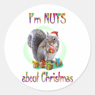 Sticker Rond Écureuil de Noël