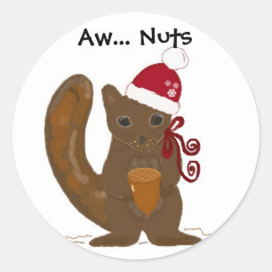 Sticker Rond Écureuil de Noël avec citation mignonne