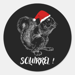 Sticker Rond Écureuil - Drôle Noël design T-shirt