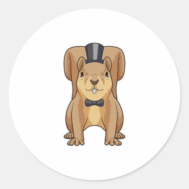 Sticker Rond Écureuil en marié avec costume (Devant)