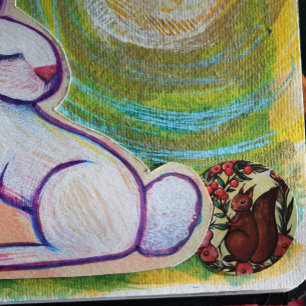 Sticker Rond Écureuil et écureuil rouge hivernal Holly