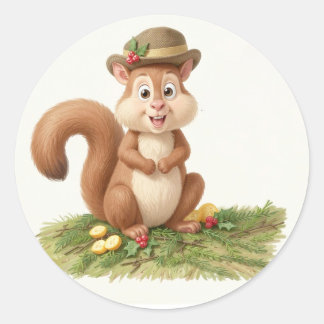 Sticker Rond Écureuil joyeux