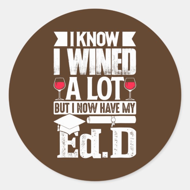 Sticker Rond EdD Docteur en éducation Doctorat en vin (Devant)